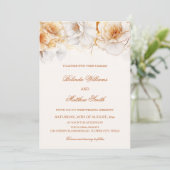 Gouden Witte Bloemen Bruiloft Kaart (Staand voorkant)