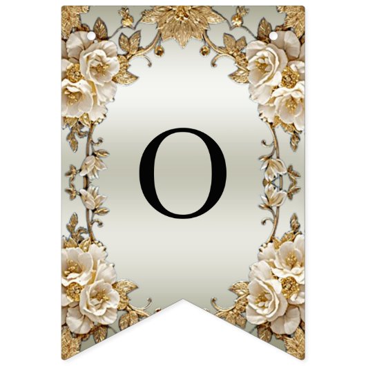 Gouden Witte Bloemen Bunting Flag Vlaggetjes (Tweede vlag)