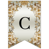 Gouden  Witte Bloemen Bunting Flag Vlaggetjes (Eerste vlag)