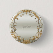 Gouden  Witte Bloemen Button (Voorkant)