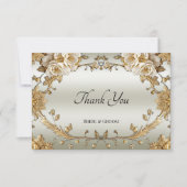 Gouden  Witte Bloemen Dankjewel Kaart (Voorkant)