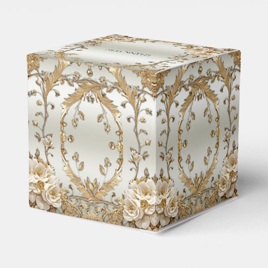 Gouden Witte Bloemen Favoriete Doos Bedankdoosjes (Achterkant)