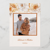 Gouden Witte Bloemen Folie Uitnodiging (Achterkant)