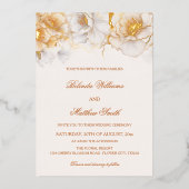 Gouden Witte Bloemen Folie Uitnodiging (Voorkant)