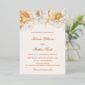 Gouden Witte Bloemen Folie Uitnodiging (Staand Voorkant)