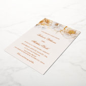 Gouden Witte Bloemen Folie Uitnodiging (Gedraaid)
