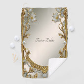 Gouden  Witte Bloemen Golfhanddoek (Insitu)