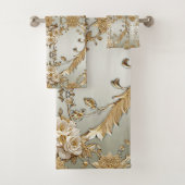 Gouden  Witte Bloemen Handdoek Set (Insitu)