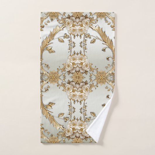 Gouden  Witte Bloemen Handdoek Set (Handdoek)