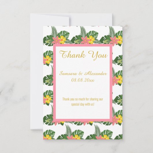 Gouden witte bloemen Hawaiaanse bedankkaart Kaart (Voorkant)