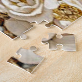 Gouden Witte Bloemen Jigsaw Puzzel (Zijkant)