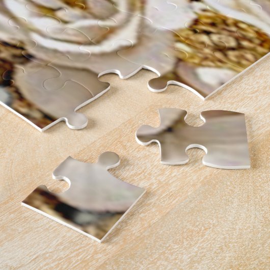 Gouden  Witte Bloemen Jigsaw Puzzel (Zijkant)