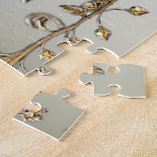 Gouden  Witte Bloemen Jigsaw Puzzel (Zijkant)