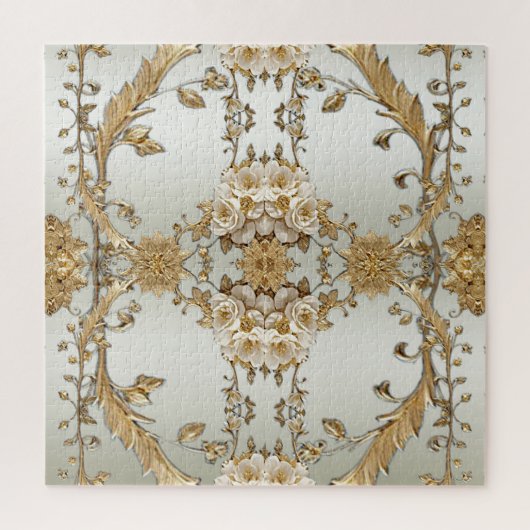 Gouden  Witte Bloemen Jigsaw Puzzel (Verticaal)