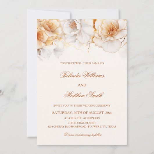 Gouden Witte Bloemen Kaart (Voorkant)