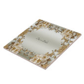 Gouden  Witte Bloemen Keramische Tegel Tegeltje (Zijkant)