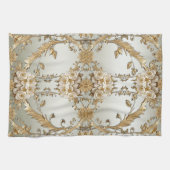 Gouden  Witte Bloemen Keukenhanddoeken (Horizontaal)