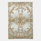 Gouden  Witte Bloemen Keukenhanddoeken (Verticaal)