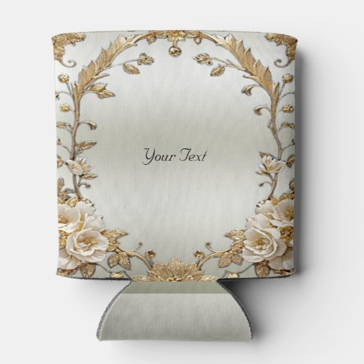 Gouden Witte Bloemen Koelbox Blikjeskoeler (Achterkant)