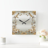 Gouden  Witte Bloemen Muur Klok (Huis)