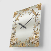 Gouden  Witte Bloemen Muur Klok (Hoek)