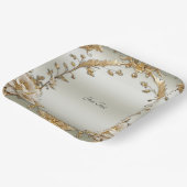 Gouden  Witte Bloemen Papier Bord (Gebogen)