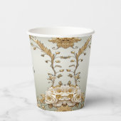 Gouden Witte Bloemen Papieren beker (Achterkant)