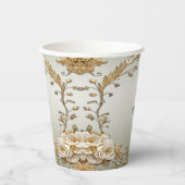 Gouden Witte Bloemen Papieren beker (Voorkant)