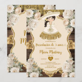 Gouden witte bloemen Presentación de Tres Años Kaart (Voorkant / Achterkant)