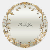 Gouden Witte Bloemen Seal Sticker (Voorkant)