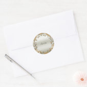 Gouden  Witte Bloemen Seal Sticker (Envelop)