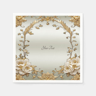 Gouden  Witte Bloemen Servetten