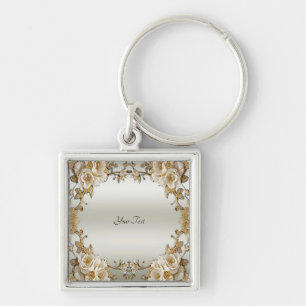 Gouden Witte Bloemen Sleutelhanger