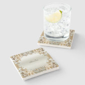 Gouden Witte Bloemen Stenen Onderzetter (Zijkant)