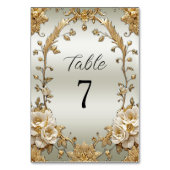 Gouden  Witte Bloemen Tafelnummer (Voorkant)