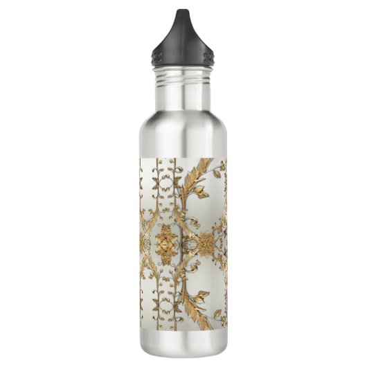 Gouden  Witte Bloemen Waterfles Waterfles (Links)