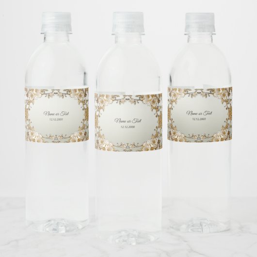 Gouden  Witte Bloemen Waterflesetiket Waterfles Etiket (Flessen)