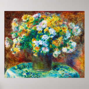 Gouden & Witte Bloemenboeket Impressionistische Ku Poster