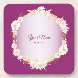 Gouden Witte Bloemige Roze Geometrische Rustieke T Bier Onderzetter