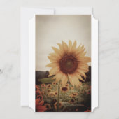 Gouden witte bruiloft uitnodiging met zonnebloem B (Achterkant)