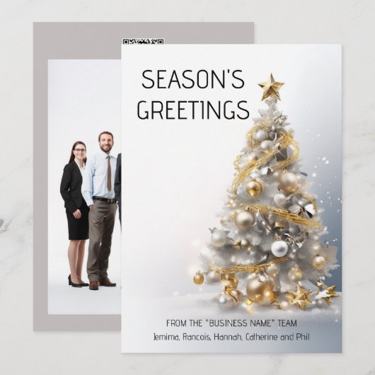 Gouden witte business kerstboom luxe foto feestdagenkaart (Voorkant / Achterkant)