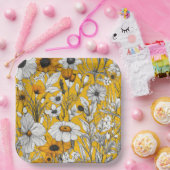 Gouden Witte Daisy Boho Wildflower Papieren Bordje (Feest)