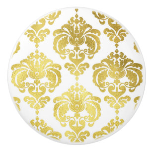 Gouden & Witte Damast Elegante Slaapkamer Ladenkas Keramische Knop