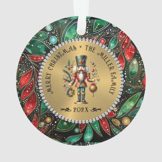 Gouden Witte Diamanten Kerst Notenkraker Glitter Ornament (achterkant)