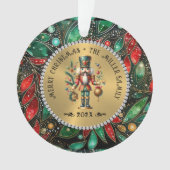 Gouden Witte Diamanten Kerst Notenkraker Glitter Ornament (voorkant)