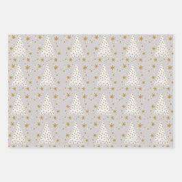 Gouden Witte Elegante Eenvoudige Geïllustreerde Ke Inpakpapier Vel