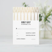 Gouden witte en zwarte Art Deco RSVP-kaarten RSVP Kaartje (Staand voorkant)