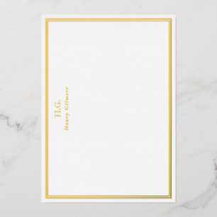 Gouden & Witte Frames met Monogram Folie Uitnodiging
