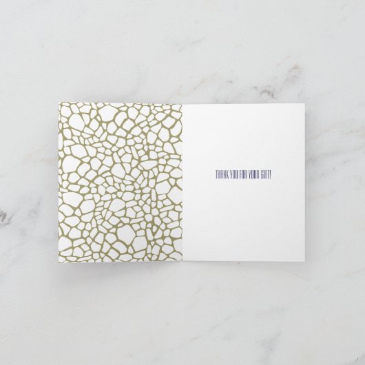 Gouden witte Giraffe print dank u Bedankkaart (Binnen)