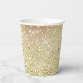 Gouden witte glitter confetti shimmer glans look papieren bekers (Achterkant)